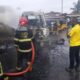 Gas laden tanker catches fire