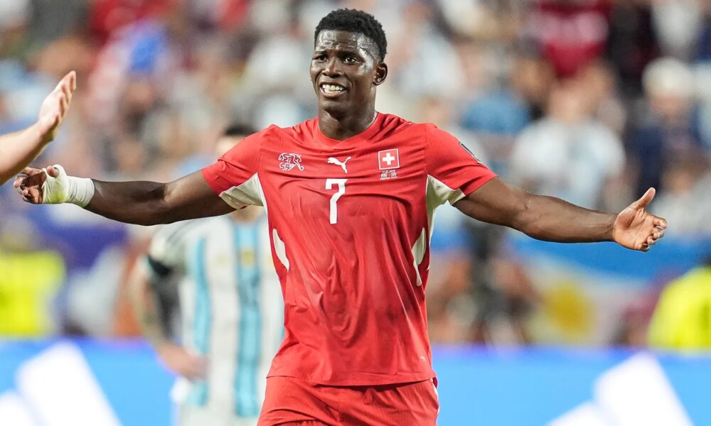 breel embolo switzerland reacts receiving 1094844758