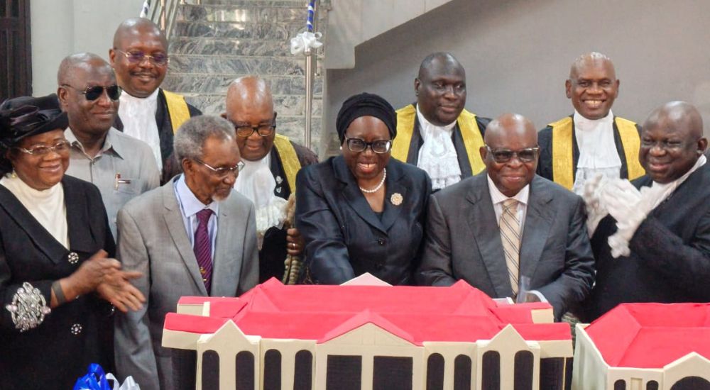 From Left President of Court of Appeal Justice Monica Dongban Mensem former CJN Justice Dahiru Musta