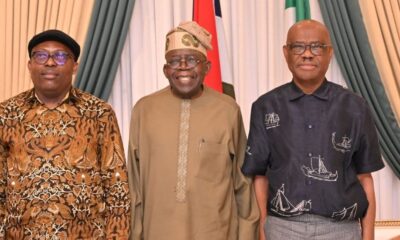 L R Governor SIm Fubara President Bola Tinubu and FCT Minister Nyesom Wike