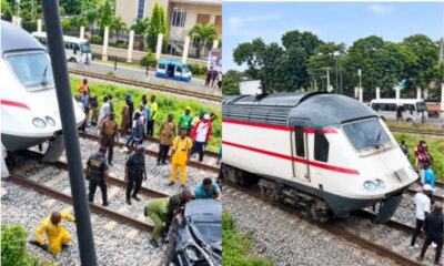 Motorist escapes death as train collides with car in Lagos