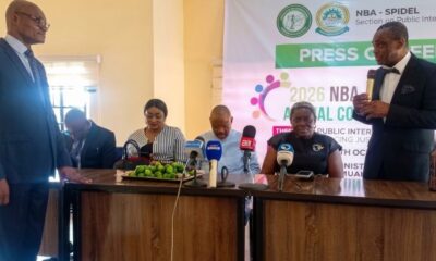 The Chairman of the NBA SPIDEL 2026 Annual Conference Planning Committee Ejike Ezenwa SAN speaking d