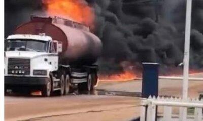 Truck conveying petrol catches fire burns shops vehicles in Calabar